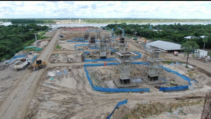 Construção da ponte sobre o rio Paraguai em Murtinho segue avançando